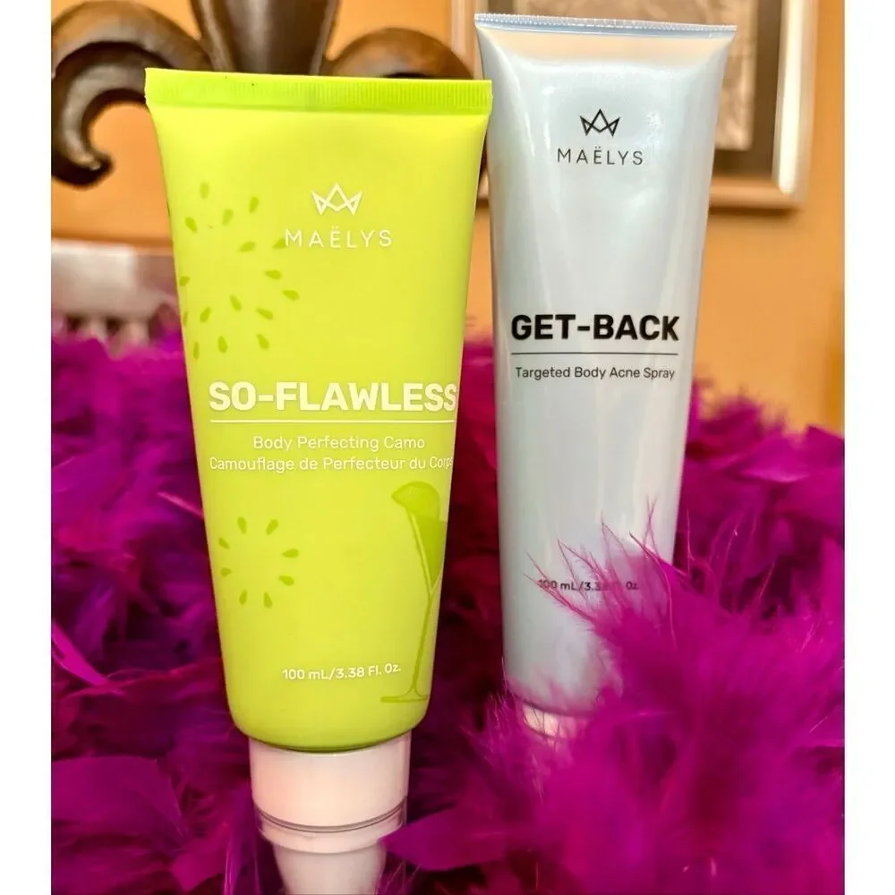 MAELYS-Cosmetic/Travel Bag+GET-BACK Body Acne Spray+So-Flawless Perfecting Cream